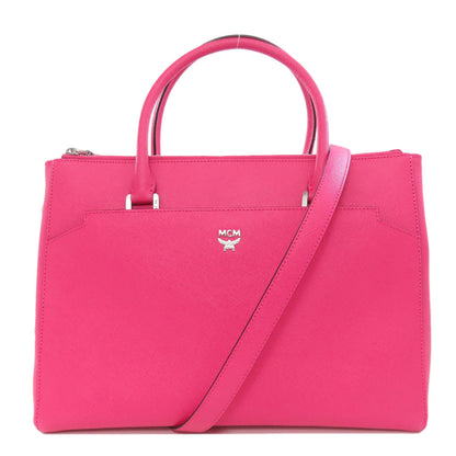 MCM Logo 2WAY Tote Bag Leather Ladies [Used]