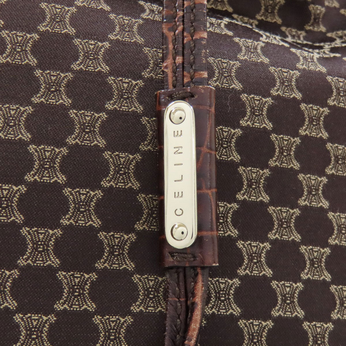 CELINE Macadam pattern Tote Bag Nylon LeatherLadies [Used]