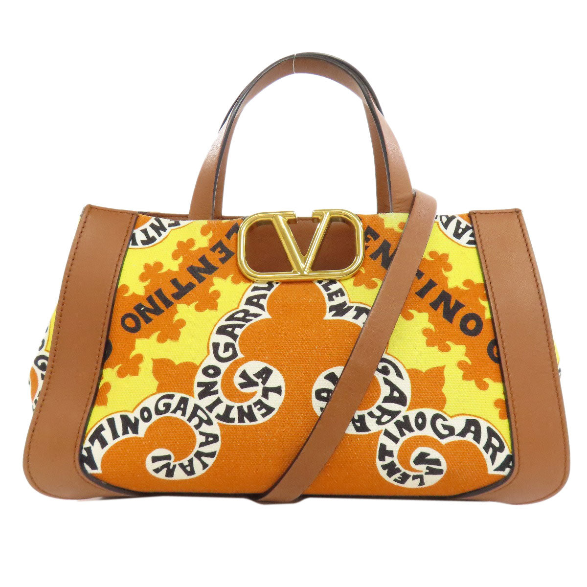VALENTINO V logo mini bandana print 2WAY Handbag Canvas Ladies [Used]
