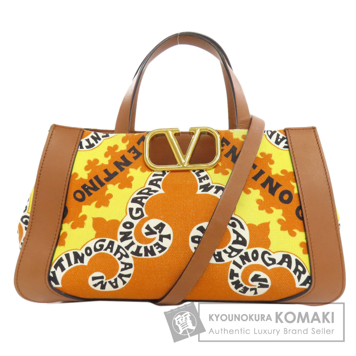 VALENTINO V logo mini bandana print 2WAY Handbag Canvas Ladies [Used]