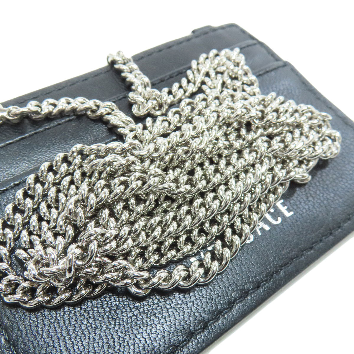 VERSACE With Chain Card Case Leather Ladies [Used]