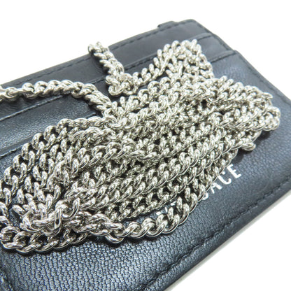 VERSACE With Chain Card Case Leather Ladies [Used]