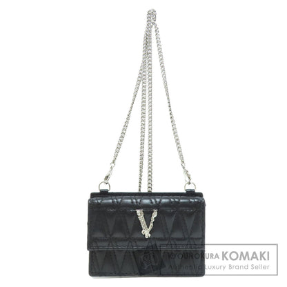 VERSACE With Chain Card Case Leather Ladies [Used]