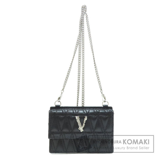 VERSACE With Chain Card Case Leather Ladies [Used]