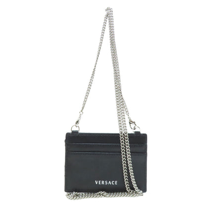 VERSACE With Chain Card Case Leather Ladies [Used]