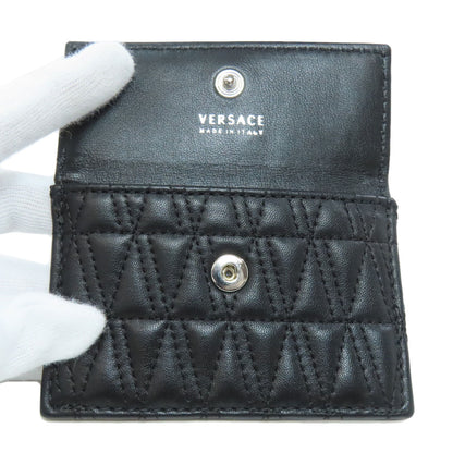 VERSACE With Chain Card Case Leather Ladies [Used]