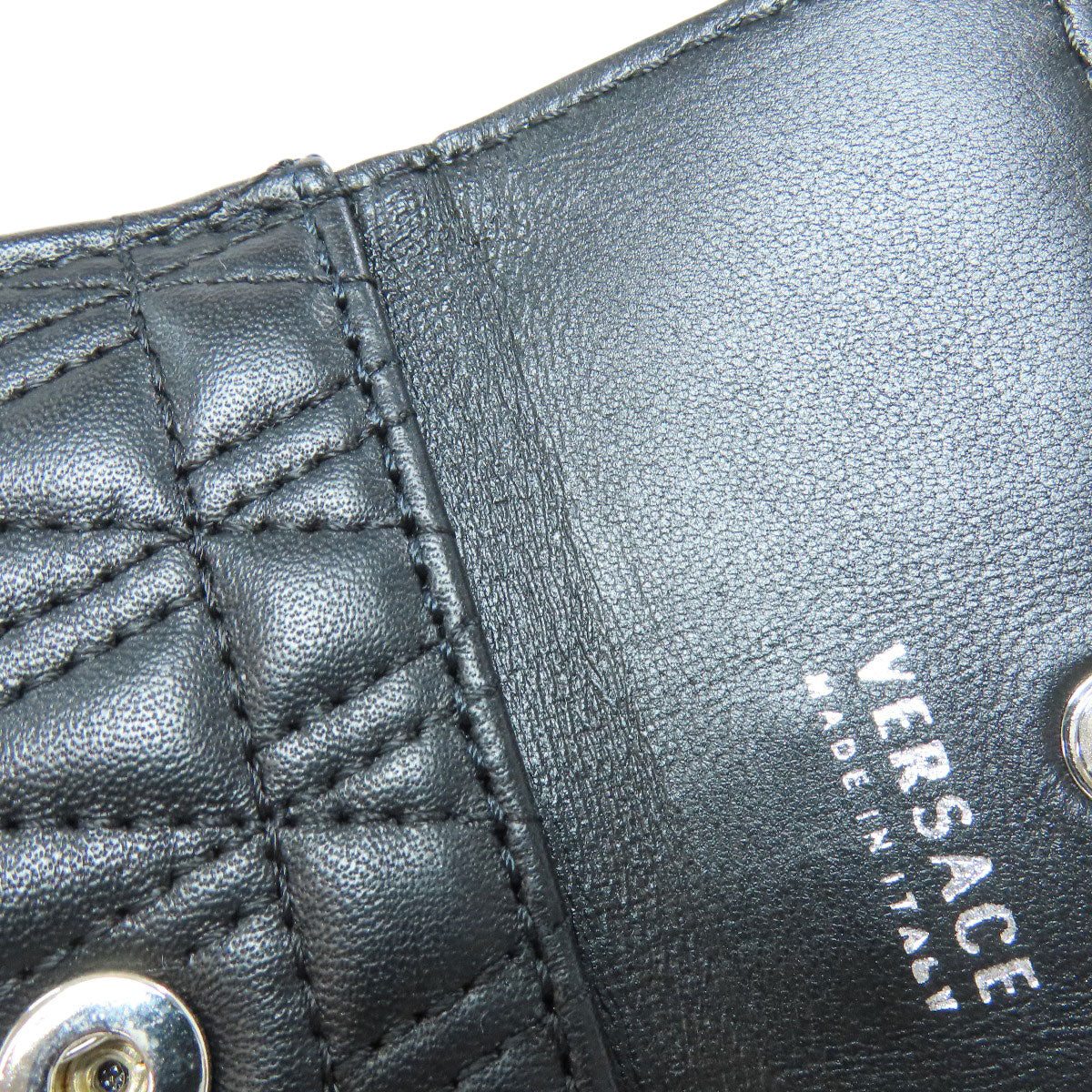 VERSACE With Chain Card Case Leather Ladies [Used]