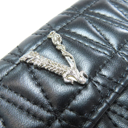 VERSACE With Chain Card Case Leather Ladies [Used]