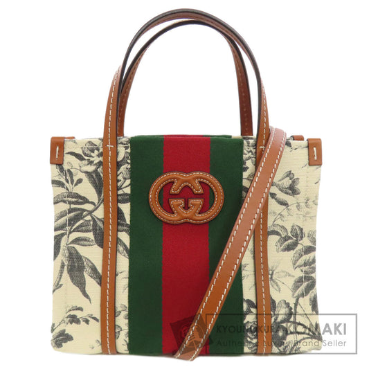 GUCCI  727735 Tote Bag Interlocking G Floral 2WAY Canvas Ladies