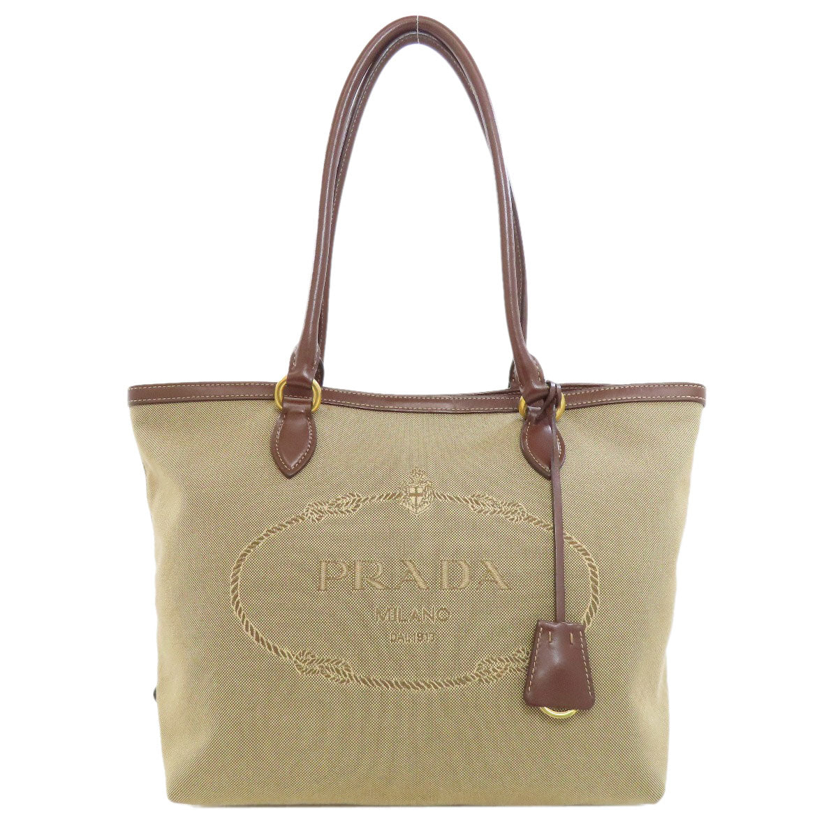 PRADA   Tote Bag logo Canvas LeatherLadies