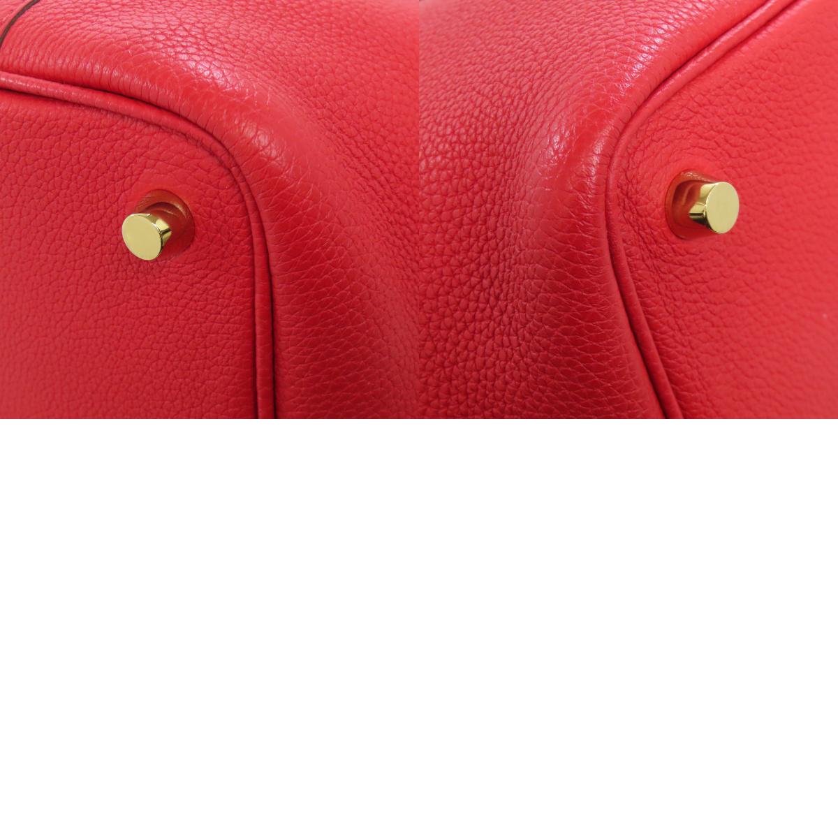 HERMES Picotin Lock PM Vermilion GoldHardware Handbag Taurillon Clemence Ladies [Used]