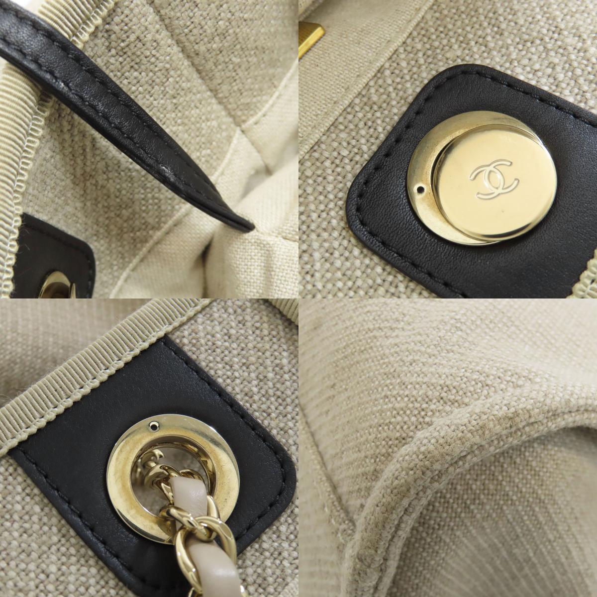 CHANEL Deauville GoldHardware Tote Bag Canvas Ladies [Used]