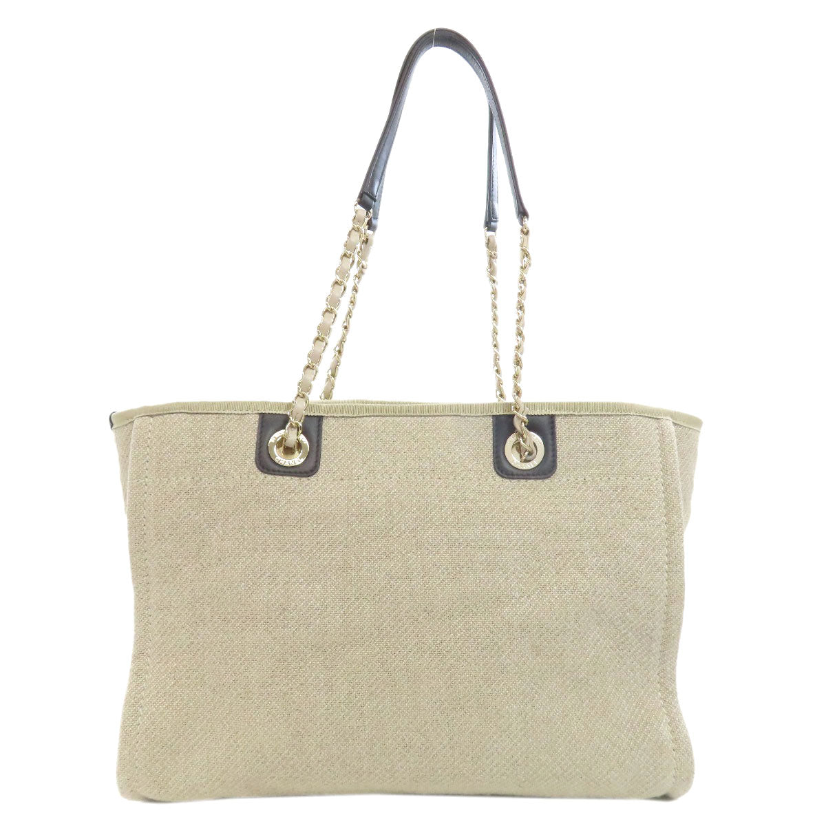 CHANEL Deauville GoldHardware Tote Bag Canvas Ladies [Used]