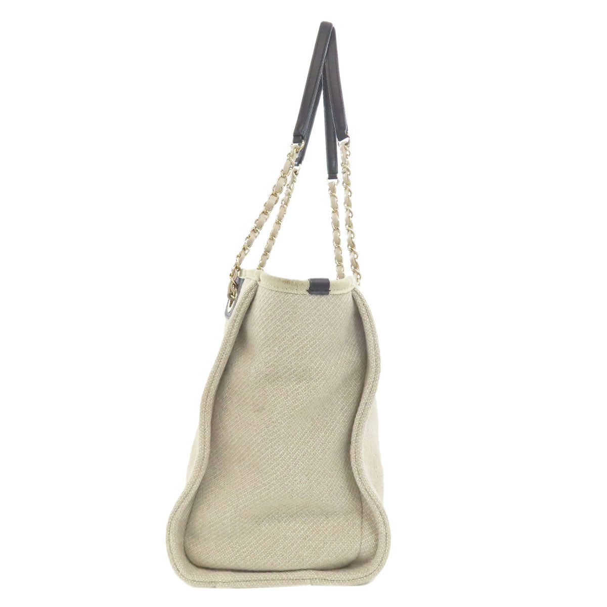 CHANEL Deauville GoldHardware Tote Bag Canvas Ladies [Used]