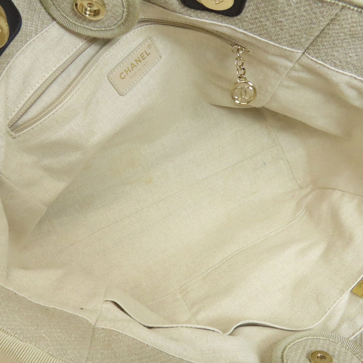 CHANEL Deauville GoldHardware Tote Bag Canvas Ladies [Used]