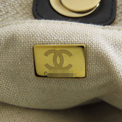 CHANEL Deauville GoldHardware Tote Bag Canvas Ladies [Used]