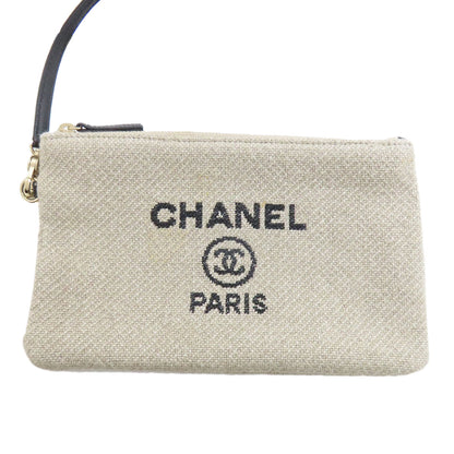 CHANEL Deauville GoldHardware Tote Bag Canvas Ladies [Used]