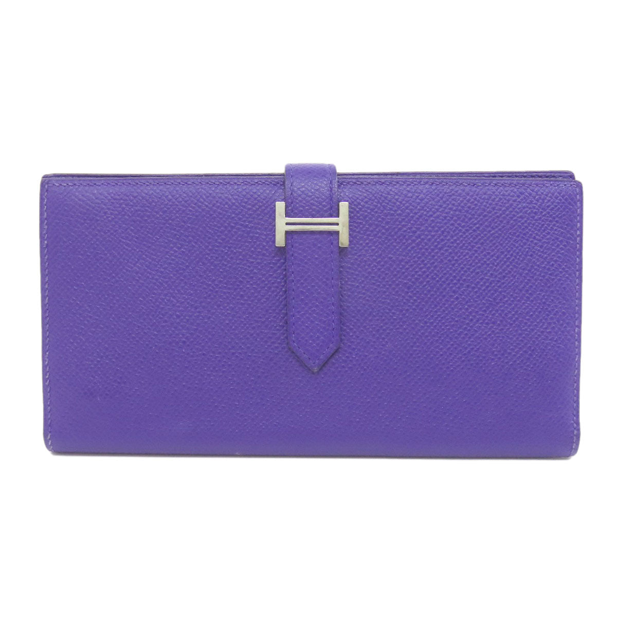 HERMES Bearn Soufflet Blue Electric SilverHardware Long wallet (with coin pocket) Epsom Ladies [Used]