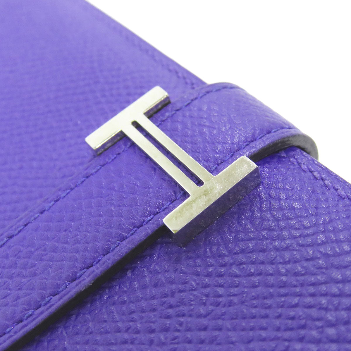 HERMES Bearn Soufflet Blue Electric SilverHardware Long wallet (with coin pocket) Epsom Ladies [Used]