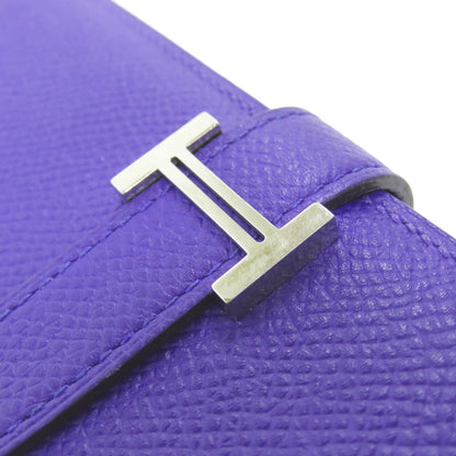 HERMES Bearn Soufflet Blue Electric SilverHardware Long wallet (with coin pocket) Epsom Ladies [Used]