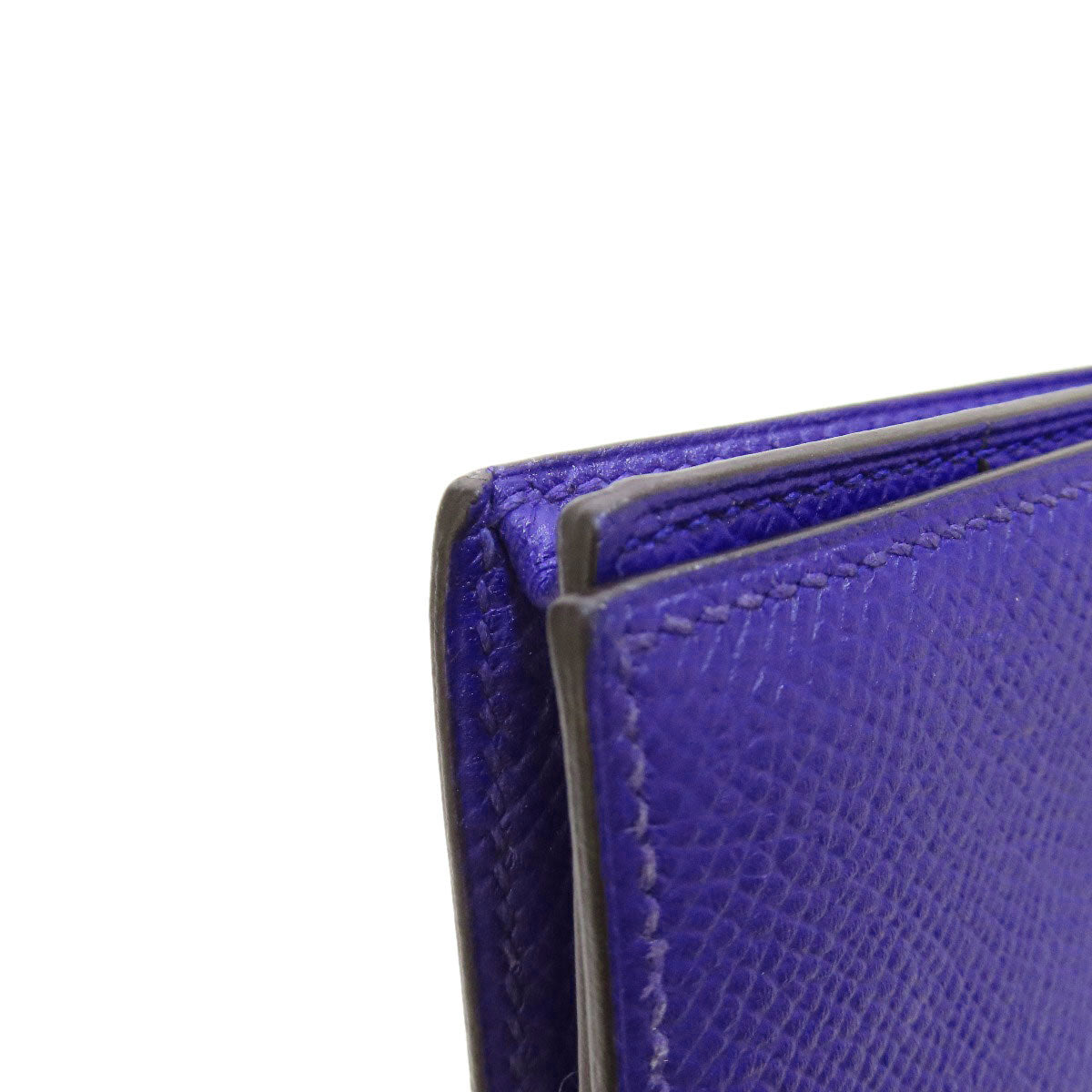 HERMES Bearn Soufflet Blue Electric SilverHardware Long wallet (with coin pocket) Epsom Ladies [Used]