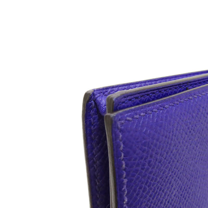 HERMES Bearn Soufflet Blue Electric SilverHardware Long wallet (with coin pocket) Epsom Ladies [Used]