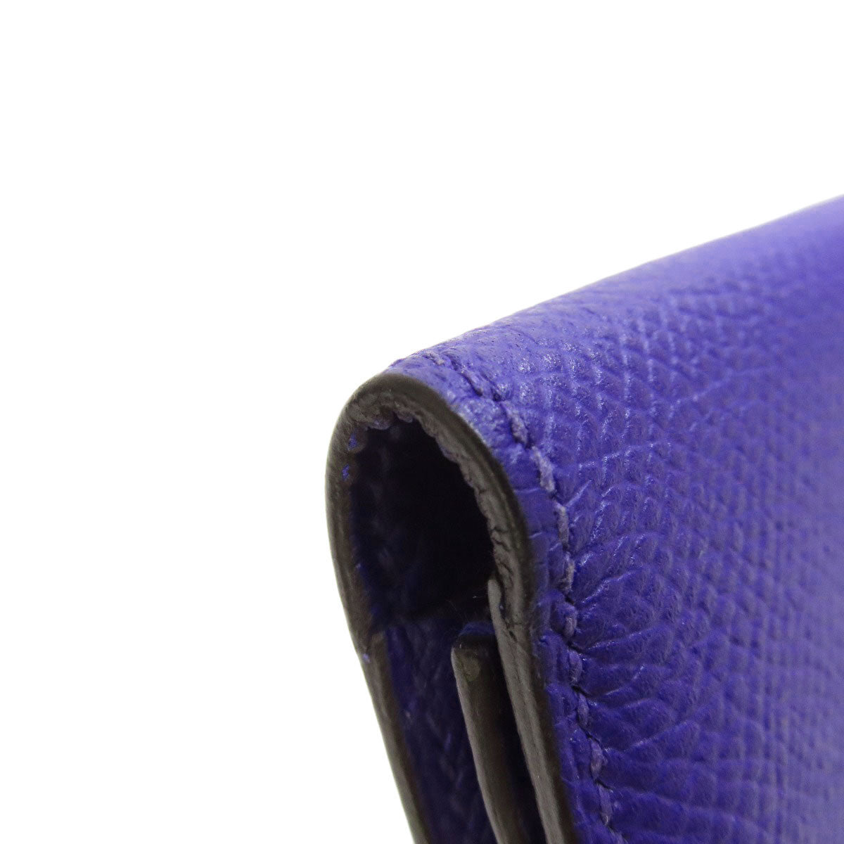 HERMES Bearn Soufflet Blue Electric SilverHardware Long wallet (with coin pocket) Epsom Ladies [Used]