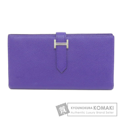 HERMES Bearn Soufflet Blue Electric SilverHardware Long wallet (with coin pocket) Epsom Ladies [Used]