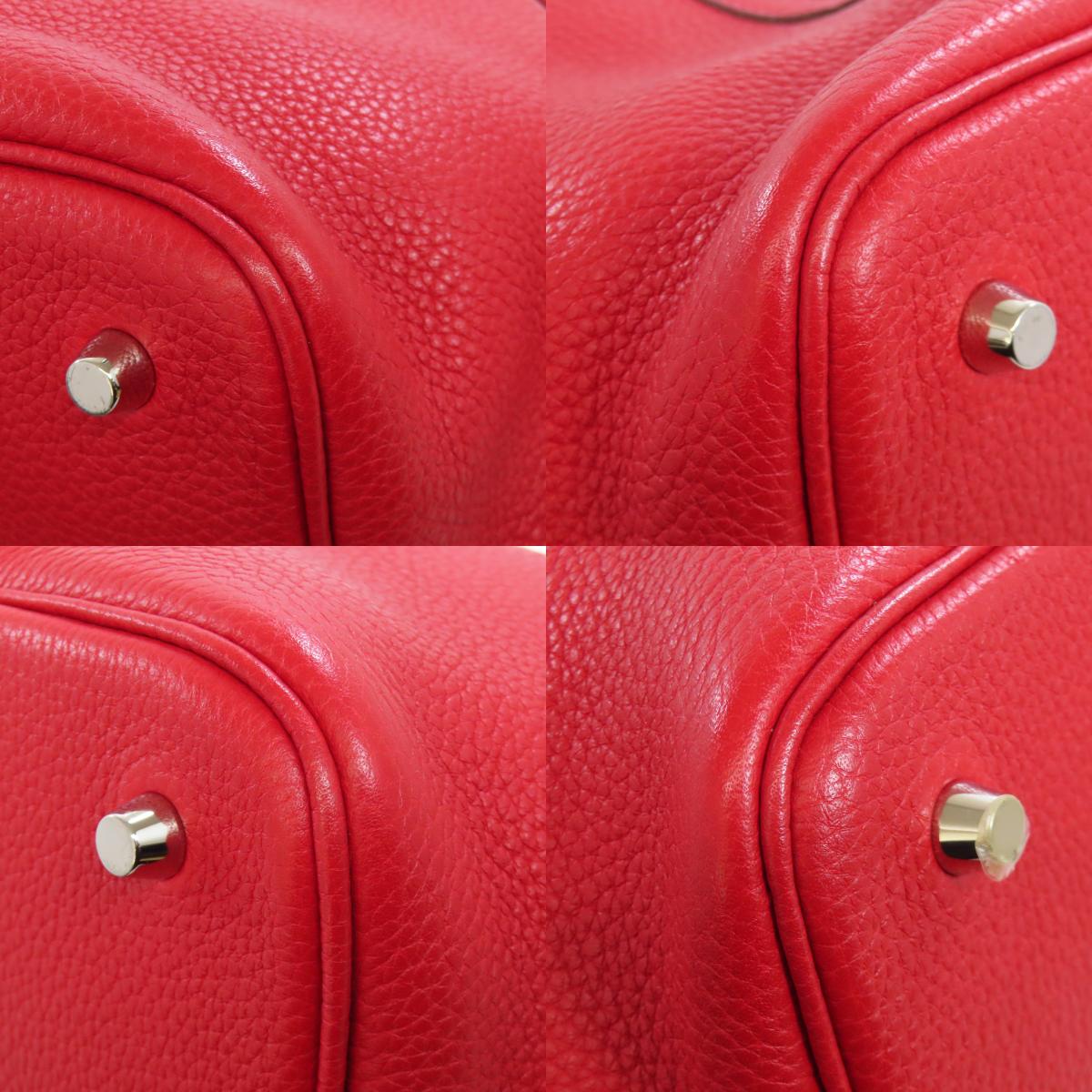 HERMES Picotin Lock MM Rouge Kazak SilverHardware Handbag Taurillon Clemence Ladies [Used]