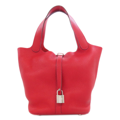HERMES Picotin Lock MM Rouge Kazak SilverHardware Handbag Taurillon Clemence Ladies [Used]