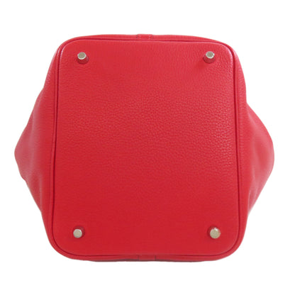 HERMES Picotin Lock MM Rouge Kazak SilverHardware Handbag Taurillon Clemence Ladies [Used]