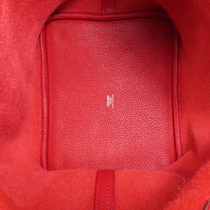 HERMES Picotin Lock MM Rouge Kazak SilverHardware Handbag Taurillon Clemence Ladies [Used]
