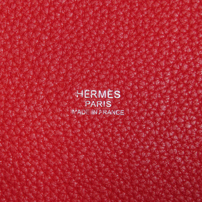 HERMES   Handbag Picotin Lock MM Rouge Kazak SilverHardware Taurillon Clemence Ladies