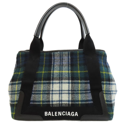 BALENCIAGA  339933 Handbag NAVY CABAS S wool Ladies