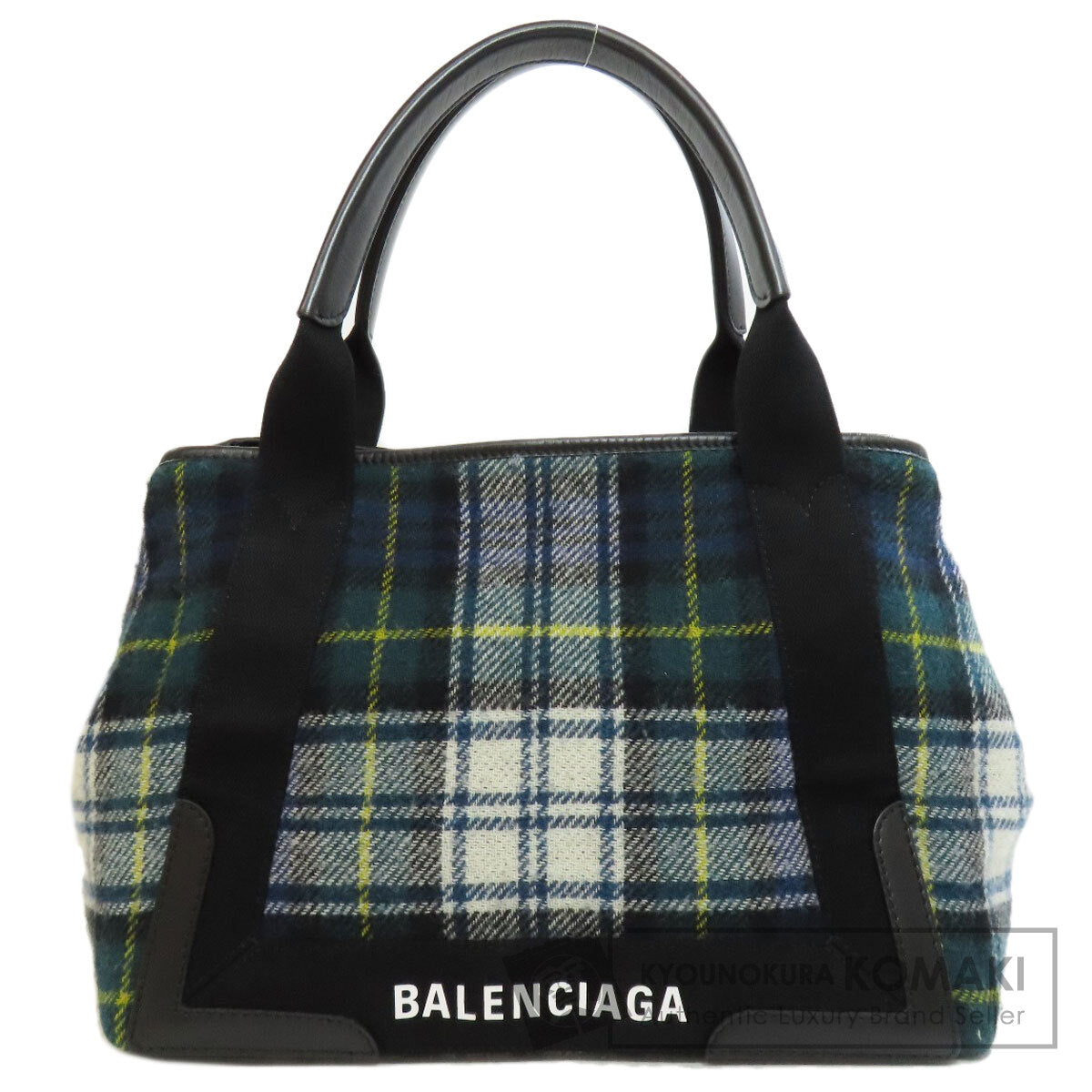 BALENCIAGA  339933 Handbag NAVY CABAS S wool Ladies