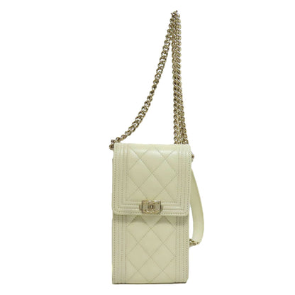CHANEL Boy Chanel GoldHardware Smartphone case Grained Calfskin Skin Ladies [Used]