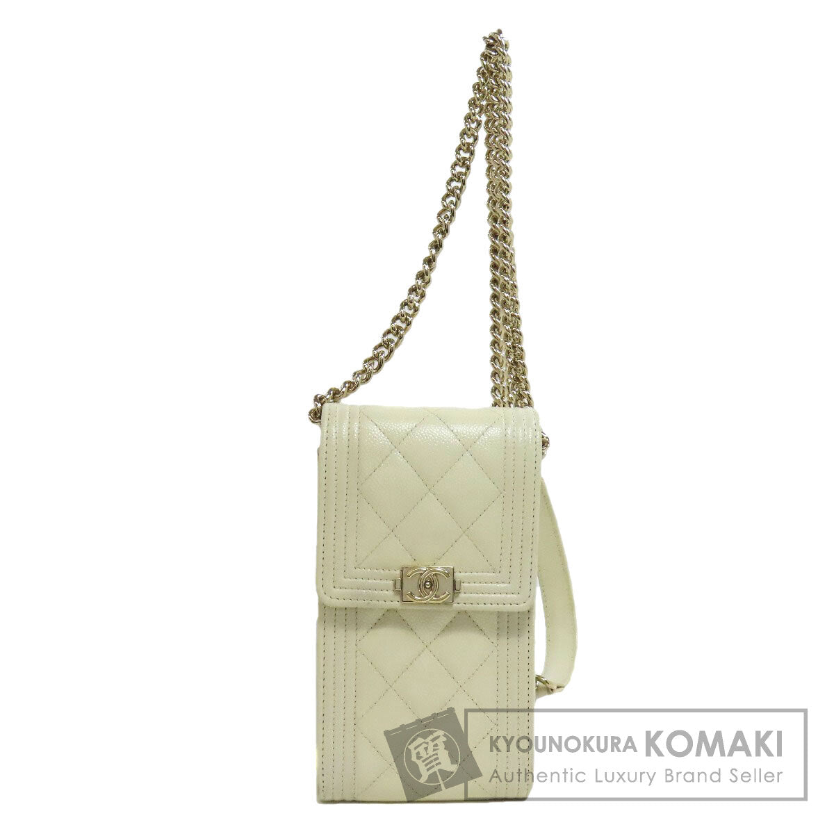 CHANEL Boy Chanel GoldHardware Smartphone case Grained Calfskin Skin Ladies [Used]