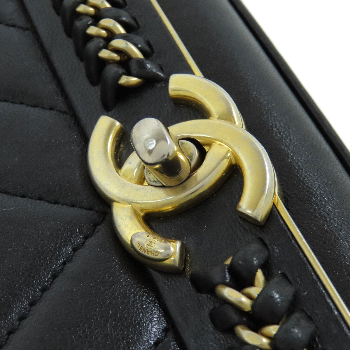 CHANEL V Stitch GoldHardware 2WAY Shoulder Bag Lambskin Ladies [Used]