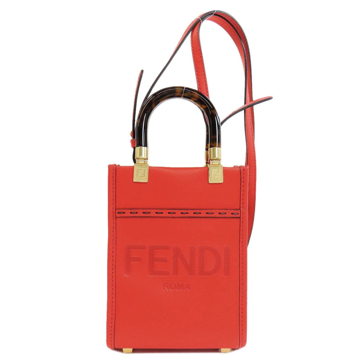 FENDI Sunshine Shopper Mini 2WAY Handbag Leather Ladies [Used]