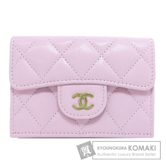 CHANEL   Bifold Wallet with Coin Pocket Compact Wallet COCO Mark GoldHardware Caviar skin Ladies