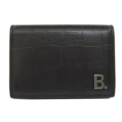 BALENCIAGA Tri-fold Wallet Embossed Bifold Wallet with Coin Pocket Leather Ladies [Used]