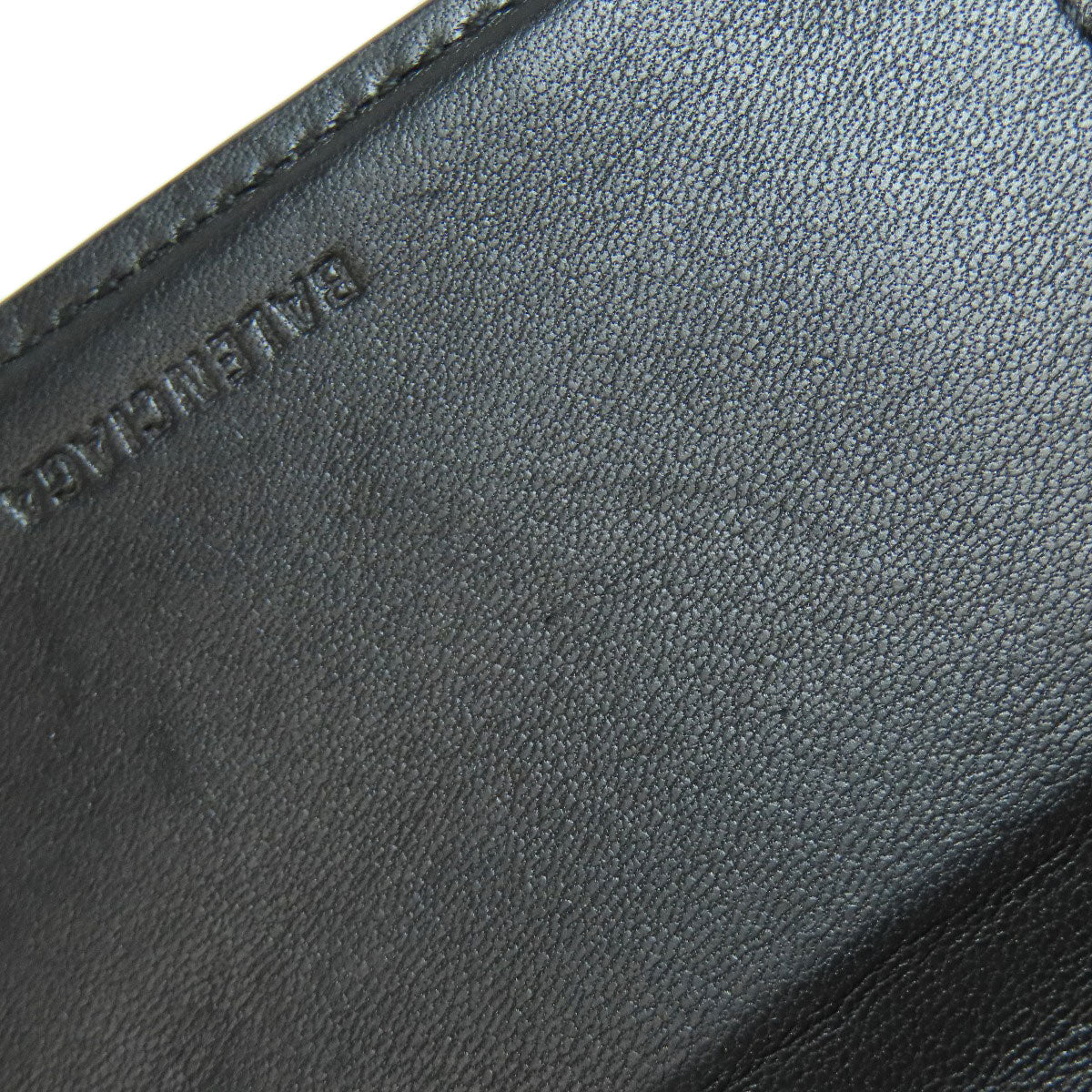 BALENCIAGA Tri-fold Wallet Embossed Bifold Wallet with Coin Pocket Leather Ladies [Used]