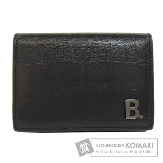 BALENCIAGA Tri-fold Wallet Embossed Bifold Wallet with Coin Pocket Leather Ladies [Used]