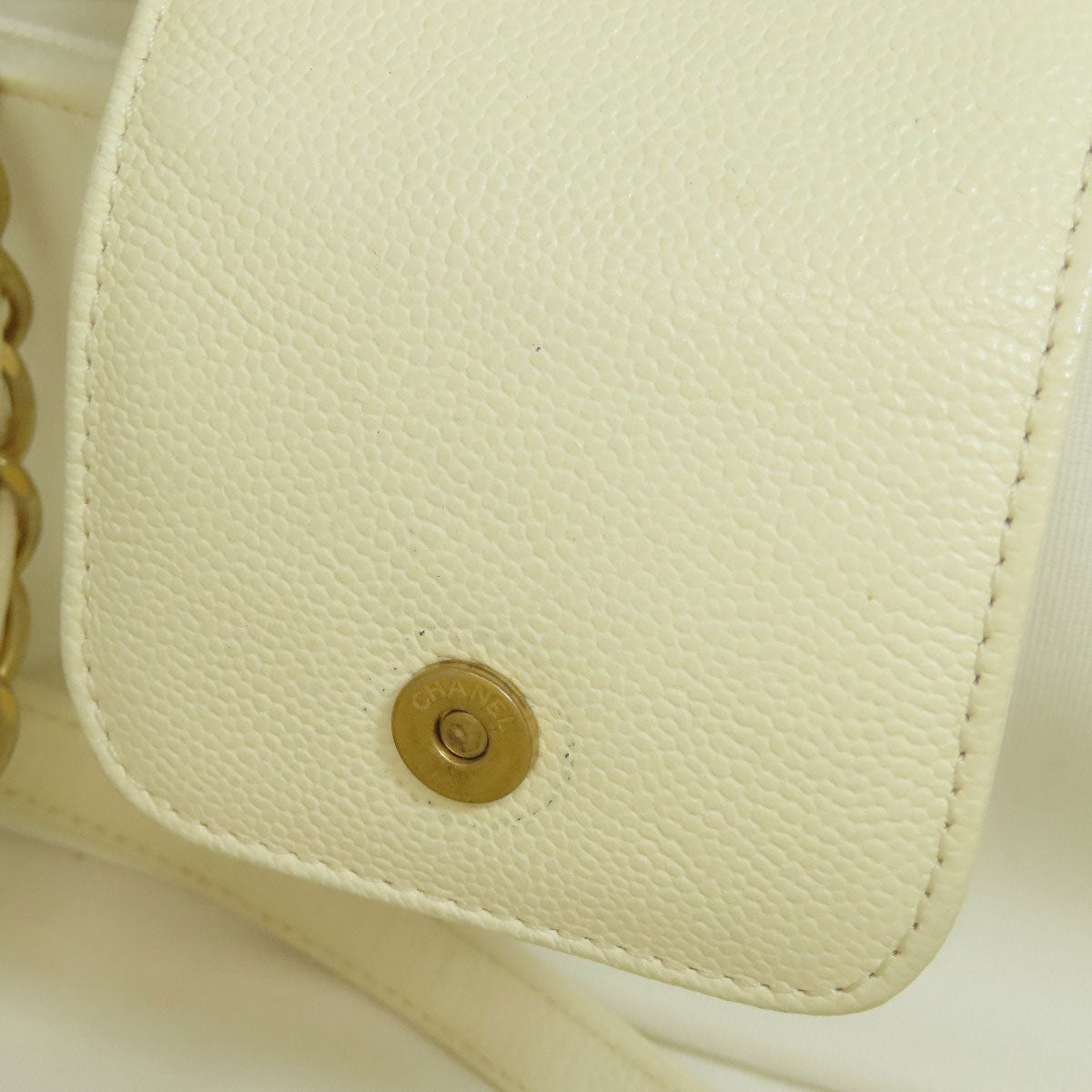 CHANEL Chain Tote GoldHardware 2WAY Tote Bag Grained Calfskin Skin Ladies [Used]