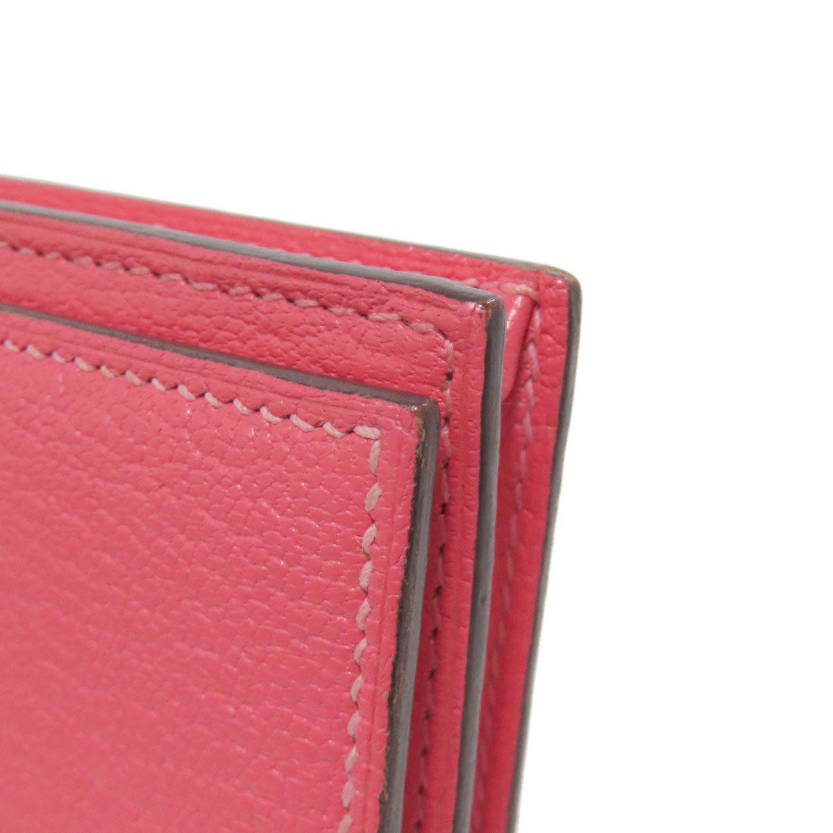 HERMES   Long wallet (with coin pocket) Bearn Soufflet Rose Lipstick SilverHardware Chevre Ladies