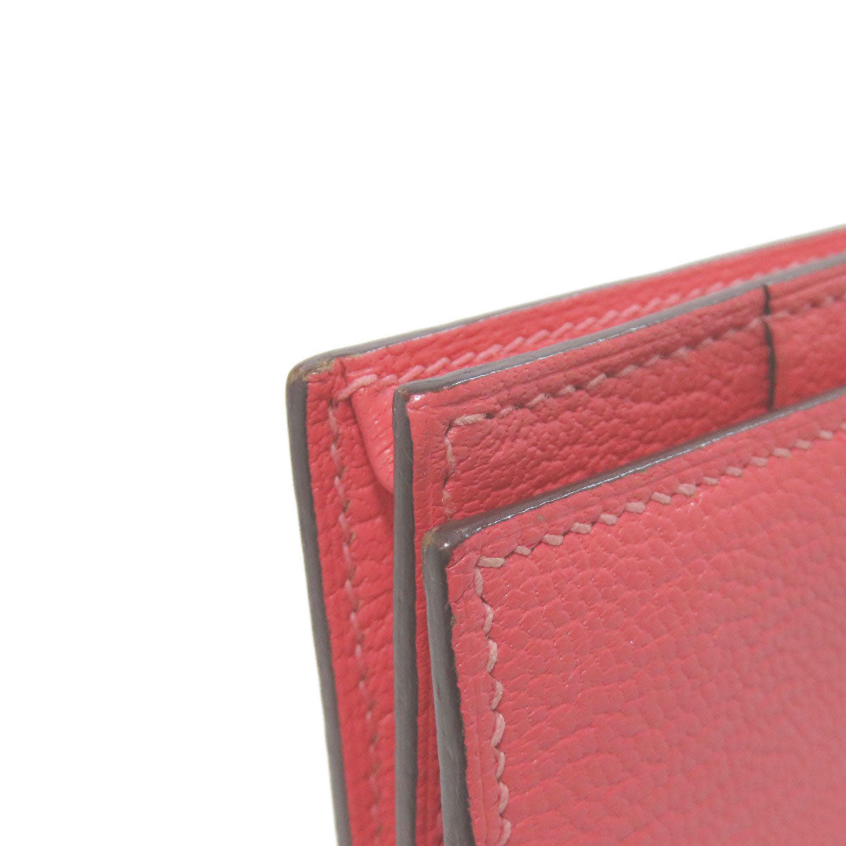 HERMES   Long wallet (with coin pocket) Bearn Soufflet Rose Lipstick SilverHardware Chevre Ladies