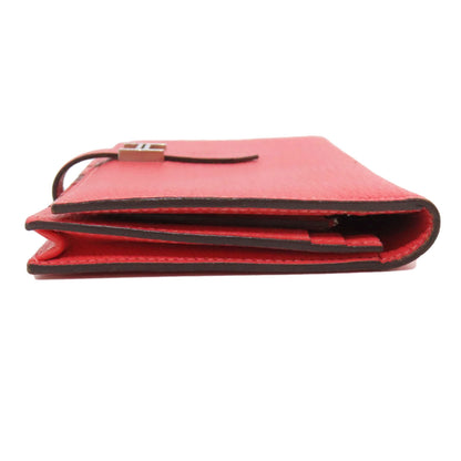 HERMES   Long wallet (with coin pocket) Bearn Soufflet Rose Lipstick SilverHardware Chevre Ladies