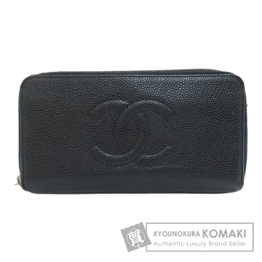 CHANEL   Long wallet (with coin pocket) COCO Mark SilverHardware Caviar skin Ladies