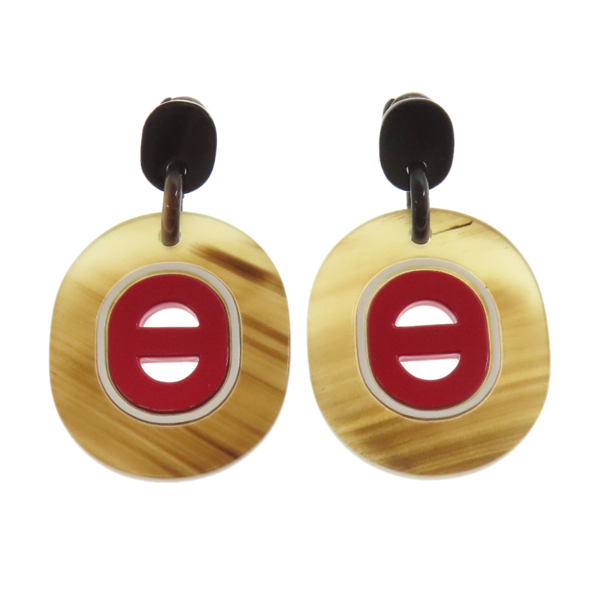 HERMES Fidelio Village PM earring Buffalo horn Ladies [Used]