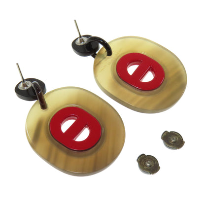 HERMES Fidelio Village PM earring Buffalo horn Ladies [Used]